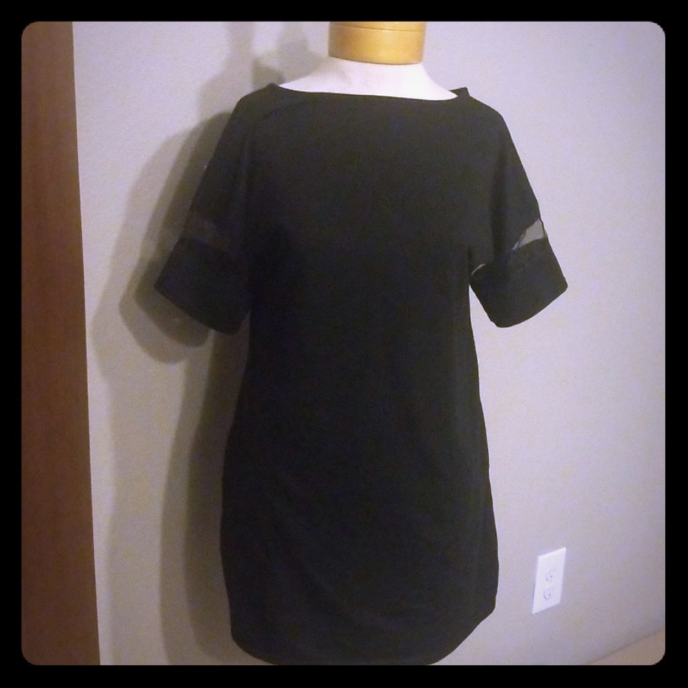 Unique Mesh Sleeve Shirt Dress